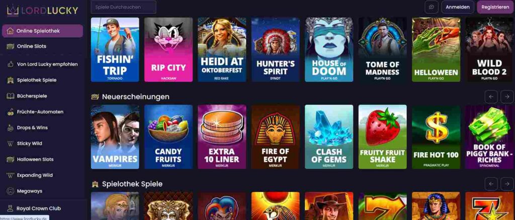 lord lucky casino games