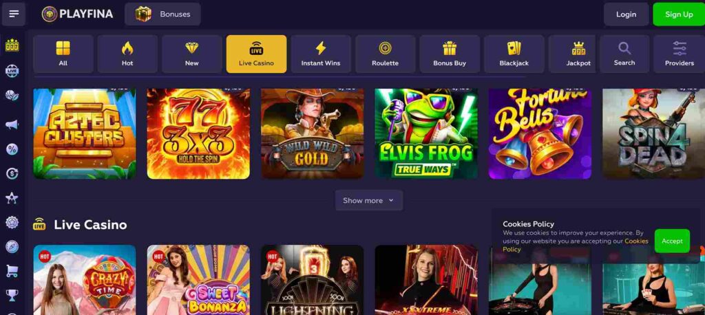 playfina casino games