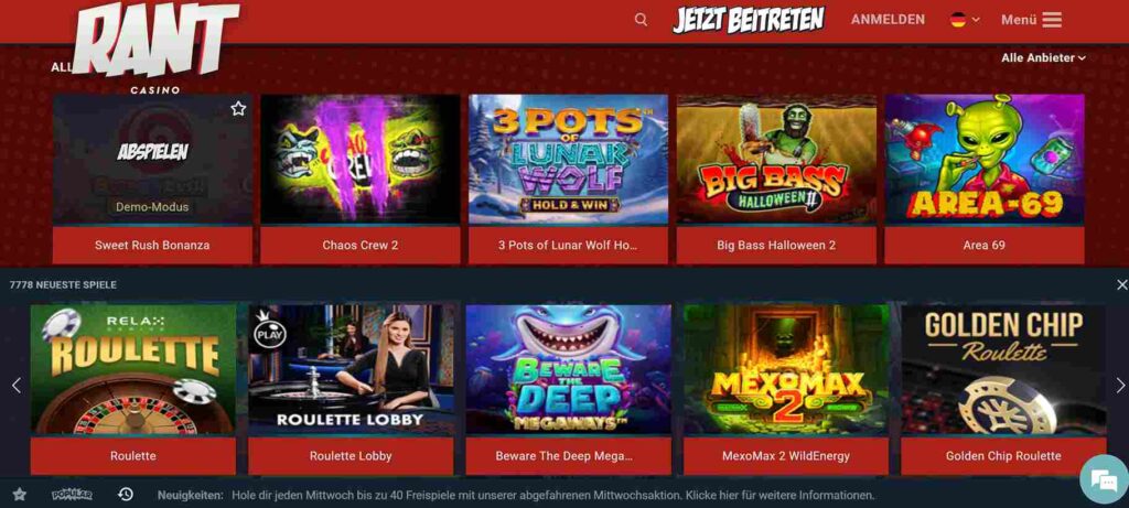 rant casino games