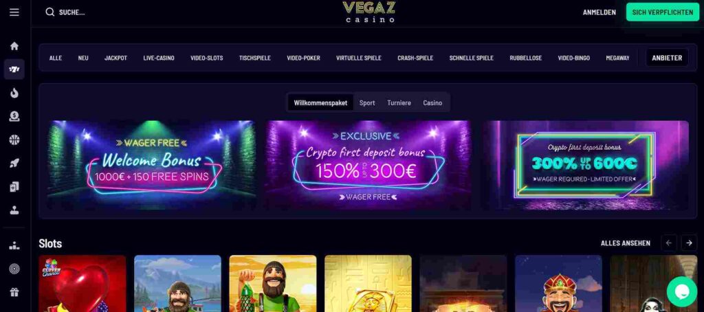 vegaz casino bonus