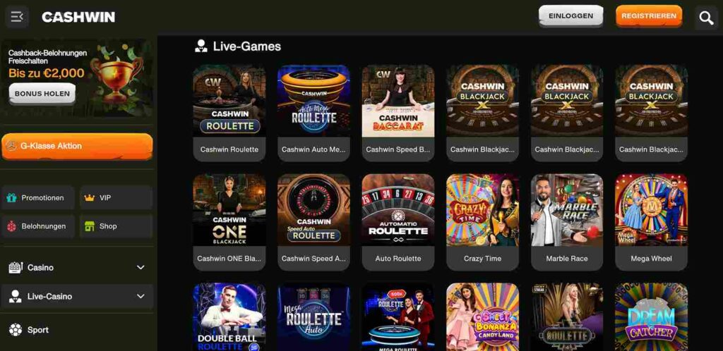 cashwin casino games