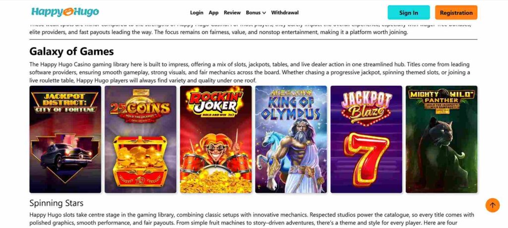 hugo casino games