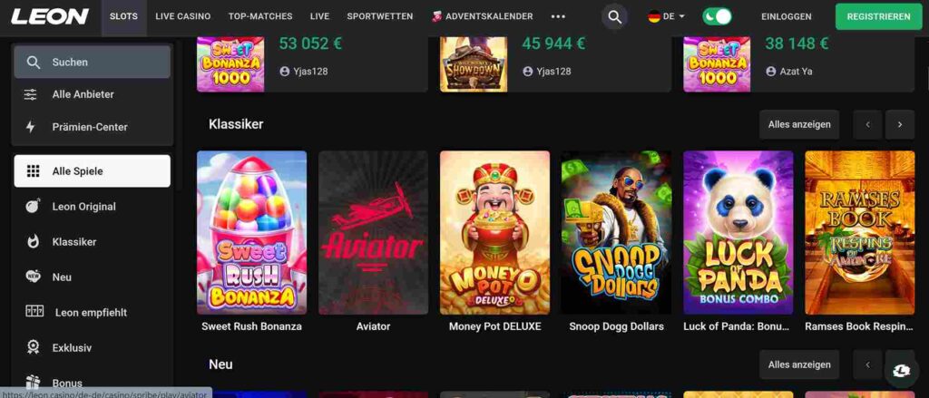 leon casino games